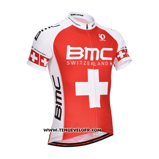 2014 Maillot Ciclismo BMC Champion Suisse Orange et Blanc Manches Courtes et Cuissard